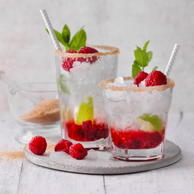 Vadelmainen caipirinha (alkoholiton)